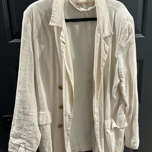 Free People Cream Button-Up Jacket